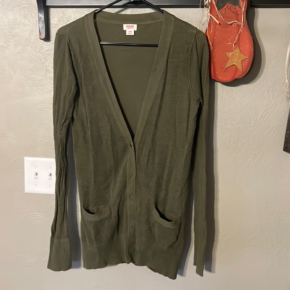 Army green cardigan